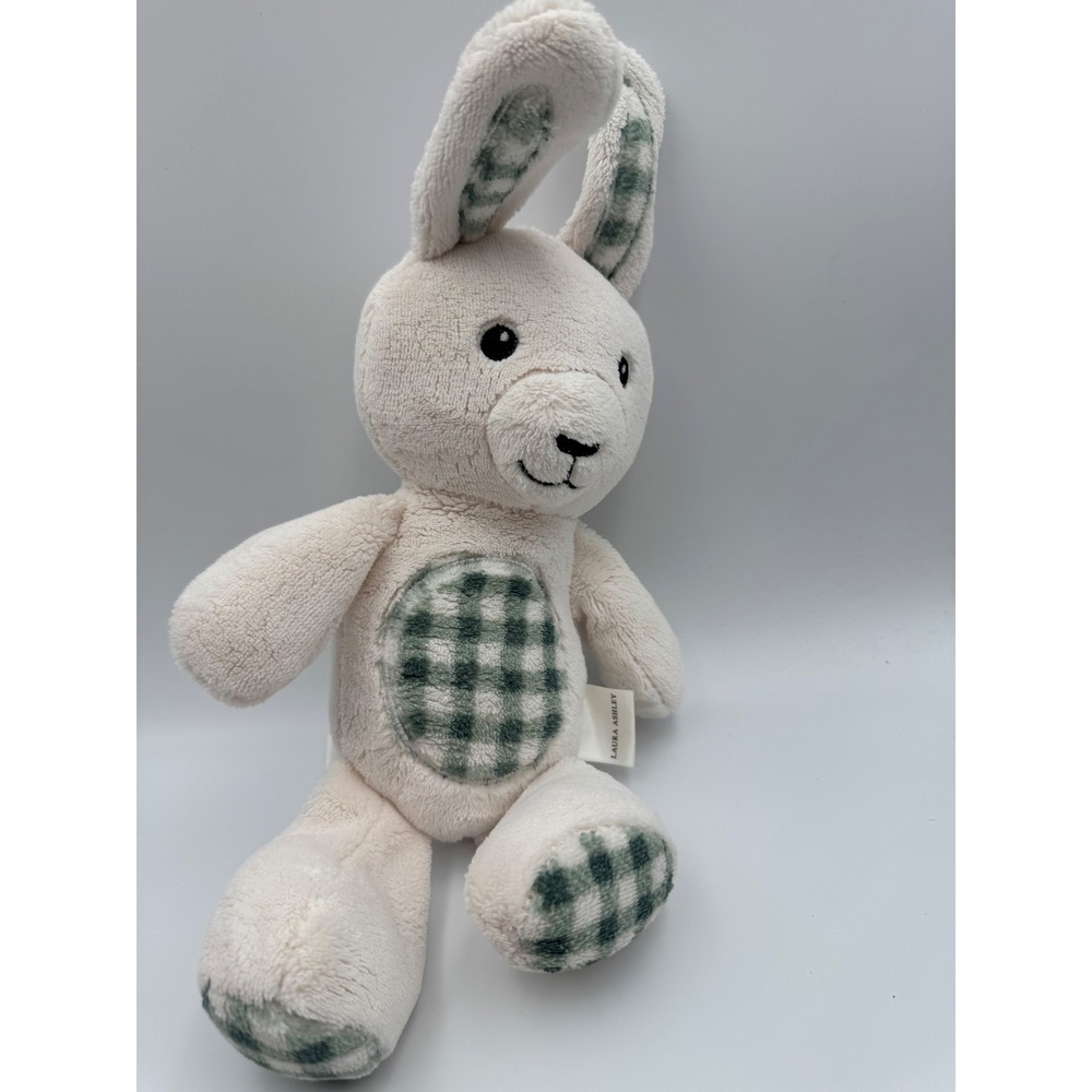 Laura Ashley Rowan Bunny Toy Plush‎ Cream Fern Green Gingham Check